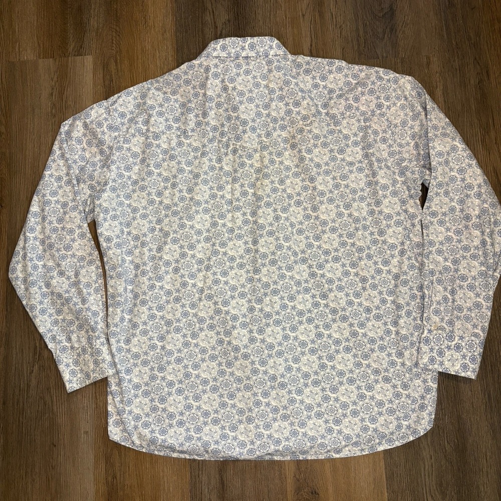 Larry Mahan Shirt Mens XXL Cowboy Collection Blue Paisley Pearl Snap Sawtooth - Picture 3 of 13